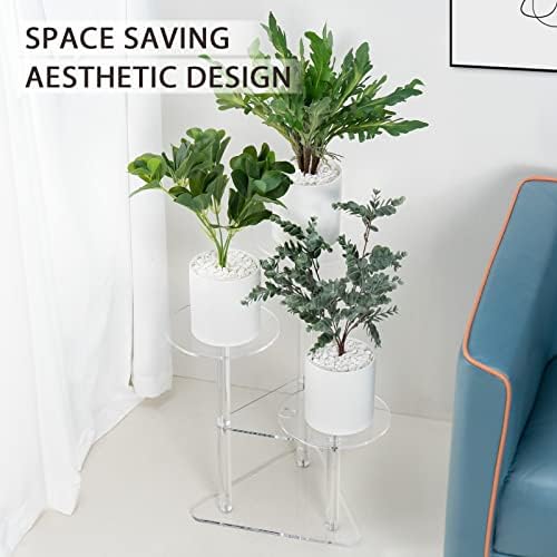 Sumerflos Acrylic Corner Plant Stand 3 Tier - Clear Indoor Plant Shelf Plant & Flower Display Rack Pot Holder for Living Room Balcony Window Modern - Image 2