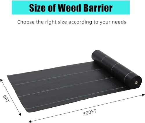 Broadfashion 6ft X 300ft Weed Barrier Landscape Fabric Heavy Duty, Premium 3.2oz Ground Cover Weed Block Gardening Mat, Easy Setup & Superior Weed Control, Perfect for Erosion Control, Weed Barrier - Image 2