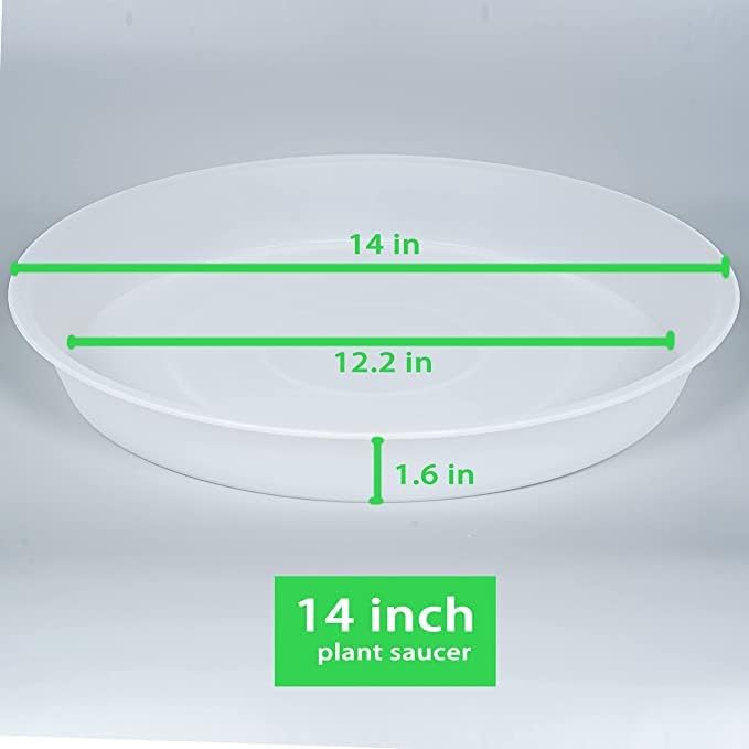 4 Pack of 14 inch Plant Saucers Bird Bath Bow Round, Plastic Plant Saucer Tray for Pots, White Planters for Indoor Plants, Plant Trays for Planter 12-15" (14", Clear) - Image 2
