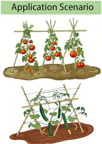 4 Ft Bamboo Stakes with 100 Twist Ties Natural Bamboo Garden Stakes for Tomatoes Cucumber Grapes Pole Beans Trees Potted Dahlia Flowers and Climbing Plants - Pack of 25 - Image 4