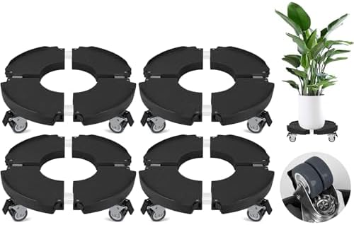 Plant Caddy Stand with 360° Wheels Adjustable 15-22 Inch Rolling Plant Stand Heavy Duty Large Plant Cart Dolly with Casters 440lbs Capacity for Large Planter, Garden Pot, Flower Pot, Black, 1 Pack by ToLanbbt
