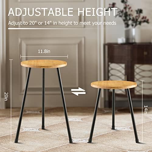 KINNARY Tall Plant Stand, Mid Century Wood Indoor Plant Stand Plant Table for Flower Pots, Metal Plant Holder, Modern Home Decor Small Round Side End Table (11.8"x20") - Image 3