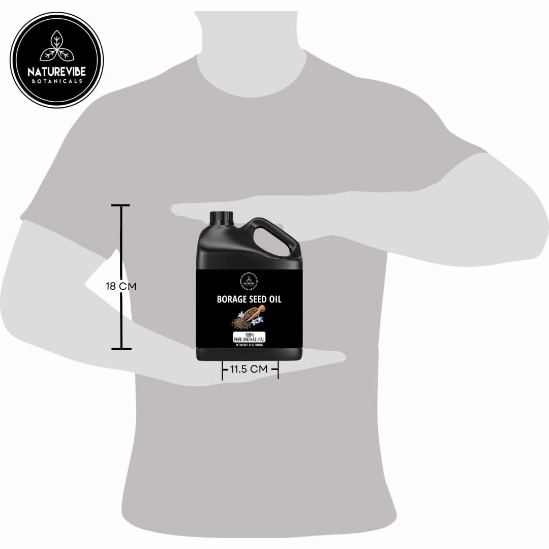 Naturevibe Botanicals Borage Oil 32 Ounces | 100% Pure and Natural | Great for Skin Care and Hair Care