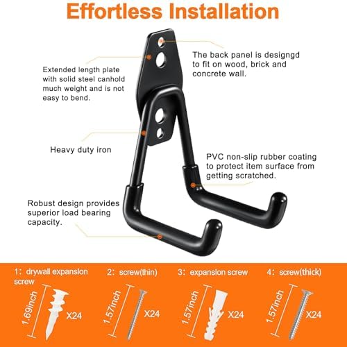 HUPBIPY 12 Pack Garage Hooks Heavy Duty, Wall Mount Ladder Hooks - Image 3
