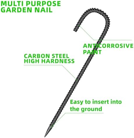 27 Pcs 16-Inch Garden Ground Stakes Galvanized Steel J Shape Hook Staple - Image 3