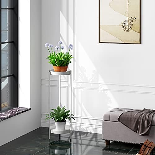 Plant Stand,2 Tier Metal Flower Plants Holder with 2 Removable Display for Indoor or Outdoor,Pot Plant Planter Display(30 X 10in,White) - Image 5