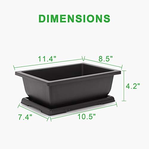 GROWNEER 11 Inch Bonsai Training Pots with Drainage Trays & Repotting Mat - Image 2
