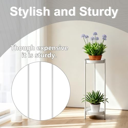 Plant Stand,2 Tier Metal Flower Plants Holder with 2 Removable Display for Indoor or Outdoor,Pot Plant Planter Display(30 X 10in,White) - Image 4