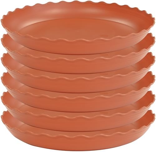 6 Pack Plant Saucer 6 inch, Heavy Duty Plastic Plant Saucers, Durable Plant Tray for Pots, Flower Saucers for Indoors, Plant Pot Saucers, Trays for Planter (Terracotta) by Unknown