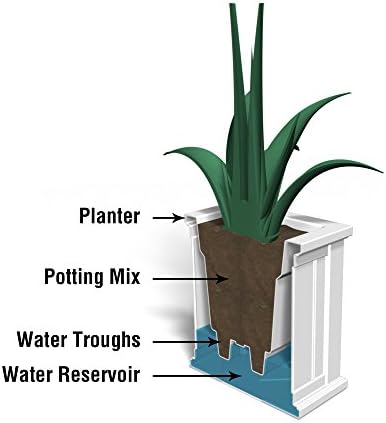 Mayne Cape Cod 14in Square Planter - Graphite Grey - 14in x 14in x 14in - Polyethylene - Built-in Water Reservoir (4836-GRG) - Image 5