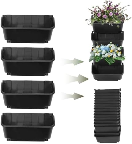 Vertical Garden Planter,13 inch Wall Mounted Planter for Patio Indoor Outdoor Decor, Garden Self Watering Pot Balcony Plant Vegetable Fruit Herb Hanging Pocket Holder Flowerpot (18, Black) - Image 5