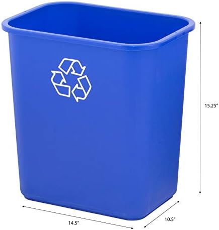 United Solutions 7.7 Gallon Recycling Wastebasket, 2 Pack, Blue, Under Desk - Image 2