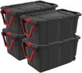 Sterilite Heavy Duty 40 Gallon Wheeled Industrial Storage Tote, 4-Pack, Black by Sterilite