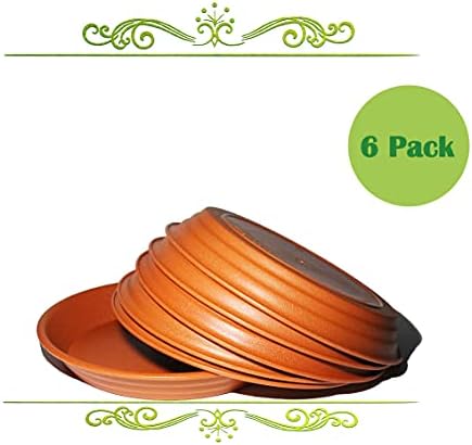 6 Pack 8 inch Plant Saucer Pot Trays, Heavy Durable Thicker Plastic Saucers Plant Trays for Indoor/Outdoor Plants, Fit Pots Within 6” Bottom Diameter, Terracotta - Image 4