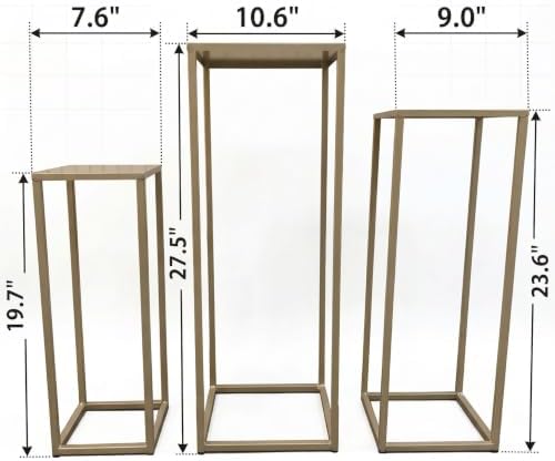 Cocoyard Garden Supply Geometric Centerpieces for Wedding Tables, Set of 3 Metal Plant Stands – Modern Nesting Pedestal Side Tables, No Assembly Required, Indoor Outdoor, Gold, 19.7"/23.6"/27.5" - Image 3