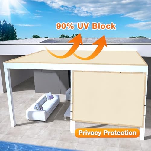 Artpuch Outdoor Pergola Shade Cover 8' X 16' Sun Shade Cloth with Grommets, 90% UV Protection Canopy Patio Privacy Screen (Customized Available) GN107, Cream - Image 3