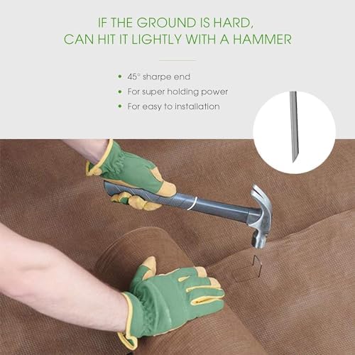 12 Inch Galvanized Garden Landscape Staples Stakes, 25 50 100 PCS Anti-Rust Garden Staples Tent Ground Stakes U-Shaped Landscape Pins for Secure Lawn Fabric, Decoration (25, 12 Inch) - Image 3