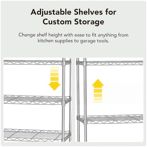 Heavy Duty 4 Tier Wire Shelving Unit Storage Rack, Metal Shelves Utility Organizers, Organization Units for Products, Plant, Pantry, Garage, Laundry Durable Shelf Stand, Chrome, 14"W x 30"L X 48"H - Image 5