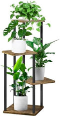 4 Tier Plant Stand Indoor, Thickened Metal Wood Corner Plant Shelf Stands for Multiple Plants, Indoor Tall Plants Stand Tiered Flower Holder for Living Room Patio Garden Balcony(Black+Brown) by YOCOMEY