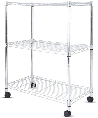 Whitmor 3 Tier Storage Shelves, Heavy Duty with Wheels, 200 lbs Capacity per Shelf, Max 600 lbs Total, Adjustable Shelving Unit for Garage, Kitchen, Bathroom, 24" L x 14" W x 30.5" H, Chrome by Whitmor