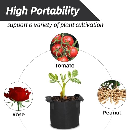 Grow Bags,Growing Pot Bags Garden Grow Bag Indoor Outdoor Fabric Aeration Plant Pot Container Flower Vegetable Pouch (Black,2 Gallon) - Image 4