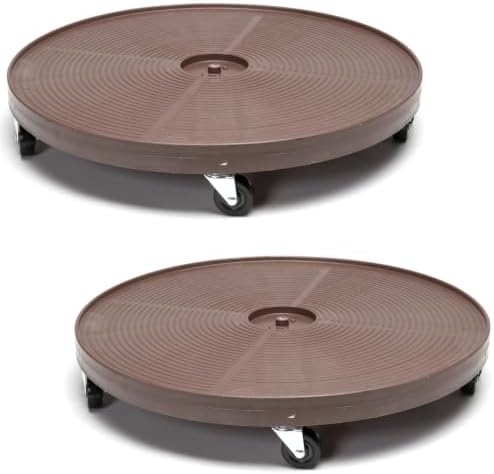 DeVaultEnterprises Devault 23.5 Inch Plant Dolly Multi-Pack, Heavy Duty Rolling Plant Caddy with Wheels for Large Pots and Planters, 500 lb Capacity, Made in USA (3, Espresso) by Unknown