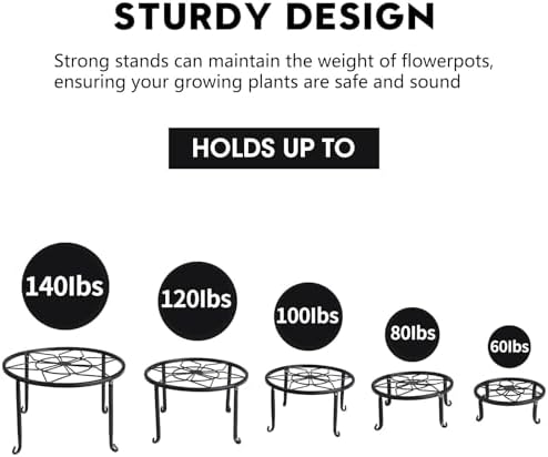 5 Pack Metal Plant Stand,Heavy Duty Plant Stands for Indoor and Outdoor - Image 4