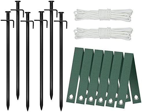 Heavy Duty Steel Tree Support Kit, Tree Stake Kit for Newly Planted Trees Against Bad Weather, Include 6 PCS Tree Straps for Staking, 6 PCS Tree Stakes and 2 PCS Rope of 31.2 FT for Anchoring (2) by FCENDS