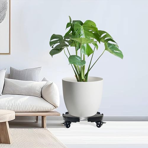 CASIMR Plant Caddy with Wheels, Heavy Duty 440lbs Capacity Rolling Plant Stand, 15-20 Inch Adjustable Indoor Outdoor Plant Dolly, Round Plant Roller Base Flower Pot Rack Holder Trolley Casters Tray, Black - Image 5