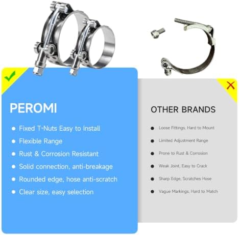 8 Pack 2 Inch T Bolt Hose Clamps 58-65mm, Heavy Duty Stainless Steel Boost Pipe Clamps for Diesel Car Intercooler Intake Radiator System - Image 4