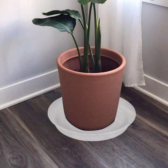 4 Pack of 14 inch Plant Saucers Bird Bath Bow Round, Plastic Plant Saucer Tray for Pots, White Planters for Indoor Plants, Plant Trays for Planter 12-15" (14", Clear) - Image 4
