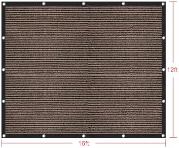 Shatex 90% Sun Shades for Patios 12x 16ft Shade Fabric Sun Shade Cloth Taped Edge with Grommets Sun-Block Mesh Shade for Pergola Cover Canopy Mocha, 12 Bungee Balls - Image 4