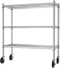 Auslar 3-Tier Storage Shelves with Casters Heavy Duty Metal Shelving Chrome by Auslar