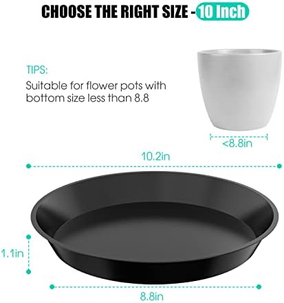 6 Pack Plant Saucer 4 6 8 10 12 14 16 18 20 22 Inch Plastic Plant Tray, Sturdy and Durable Flower Pot Container Accessories Plant Pot Saucers for Indoor and Outdoor (10 Inch, Black) - Image 2