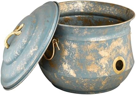 LifeSmart Hose Pot with Lid, Brass Accents, Holds up to 150-Feet of Hose - Image 4