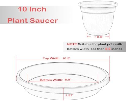 NIMYAU Plastic Plant Saucers 10 Inch Round Pack of 2 Thick Reusable Drip Trays for Indoor Outdoor Plants - Image 2