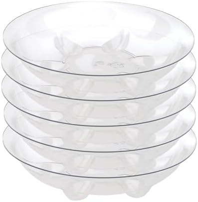 ZZPYXIA 5 Pack Clear Small Tray for Succulent planters Plastic Plant Saucer Sturdy Pot Tray,Plant Water Catcher Clear Thick Plastic Plant Sturdy Saucer Drip Trays for pots (6 INCH) by ZzpYXIA