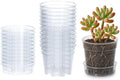3 Inch Clear Plastic Plant Pot with Drainage Holes, Interlocking & Detachable Tray - Deep Saucer - Durable BPA-Free Plastic, Transparent Design, Raised Base for Airflow, Set of 12, 92-X-B-1 by Phoenix+Vine