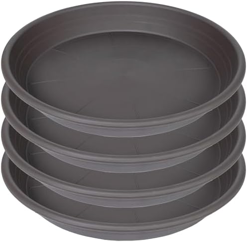4 Pack of 16 inch Plant Saucer, Large Plant Tray, Heavy Sturdy Plant Drainage Tray for Indoors, Bird Bath Bowls, Sturdy 18 inch Plastic Pot Tray for Planter (Brown) by Unknown