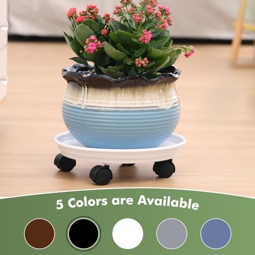 6 Packs Plant Caddy with Wheels 12" Plastic Rolling Plant Stands Heavy-Duty Plant Dolly with Casters Indoor Outdoor Plant Roller Base Plant Pot Saucers on Wheels Planter Mover, White - Image 5