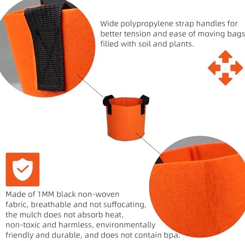 Grow Bags,Growing Pot Bags Garden Grow Bag Indoor Outdoor Fabric Aeration Plant Pot Container Flower Vegetable Pouch (Dark Orange,2 Gallon) - Image 6
