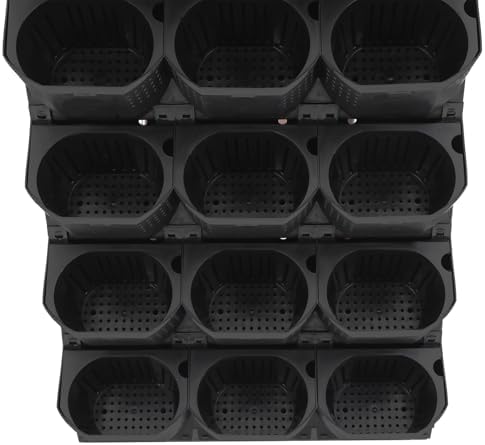 36-Pot Wall Mounted Planter – Vertical Wall Planter with Water Storage Layer, Stackable Flower Pot Holder for Indoor Outdoor Garden Balcony (12 * 3-Pot) (Black) - Image 7