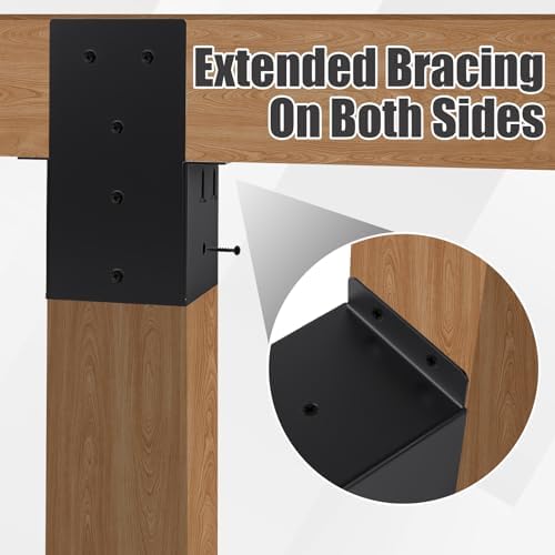 8 Pcs 4”x 4”Pergola Brackets, Post Top Rafter Brackets (Actual Size 3.6'' x 3.6'') Wall Mount Support Brackets Kit Connectors for Gazebo,Pergola,Sunroom and Carport - Image 4