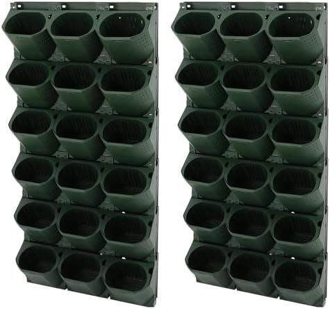 36-Pot Wall Mounted Planter – Vertical Wall Planter with Water Storage Layer, Stackable Flower Pot Holder for Indoor Outdoor Garden Balcony (12 * 3-Pot) (Army Green) - Image 4