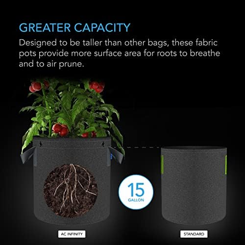 AC Infinity Heavy-Duty 500G Fabric Pots, 15 Gallon Grow Bags 5-Pack - Image 3