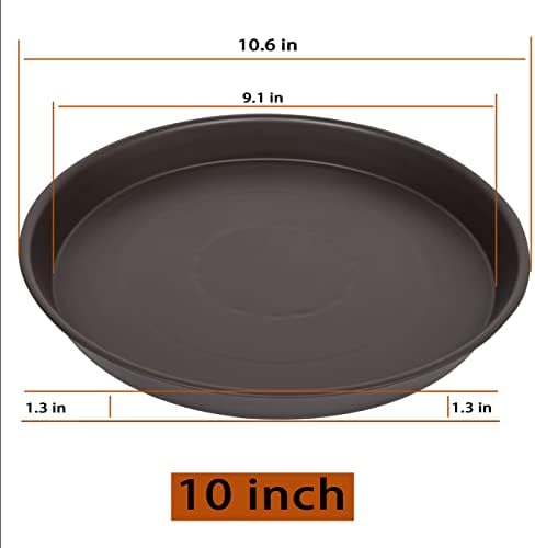 2 Pack of 10 inch Plant Saucer Gray, Heavy Duty Plastic Plant Saucer 10 inch Round, Durable Plant Tray for Pots, Plant Saucers for Indoors, Plant Trays for Planter 9"/10" (10", Dark Brown) - Image 2