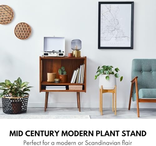 Fox & Fern Mid Century Plant Stands for Indoor Planters, Bamboo, 10 Inch - Image 2