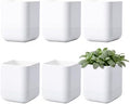 Phoenix Vine 3.5 Inch Wall Mounted Self-Watering Planter Pot for Indoor Houseplants and Herbs | Hanging Planter for Window Sills, Bathroom Walls, Home & Office Décor, White, Set of 6, 01-A-D-6 by Phoenix+Vine