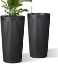Self Watering Tall Planters Set of 2, Black Round by Unknown