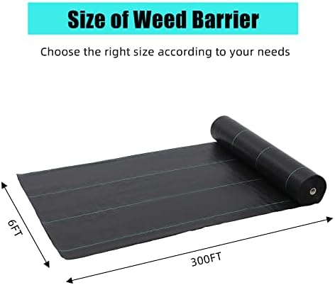 6ft X 300ft Weed Barrier Landscape Fabric Heavy Duty, Towallmark Premium 2.4 oz Ground Cover Weed Block Gardening Mat, Easy Setup & Superior Weed Control, for Erosion Control, Weed Barrier - Image 2